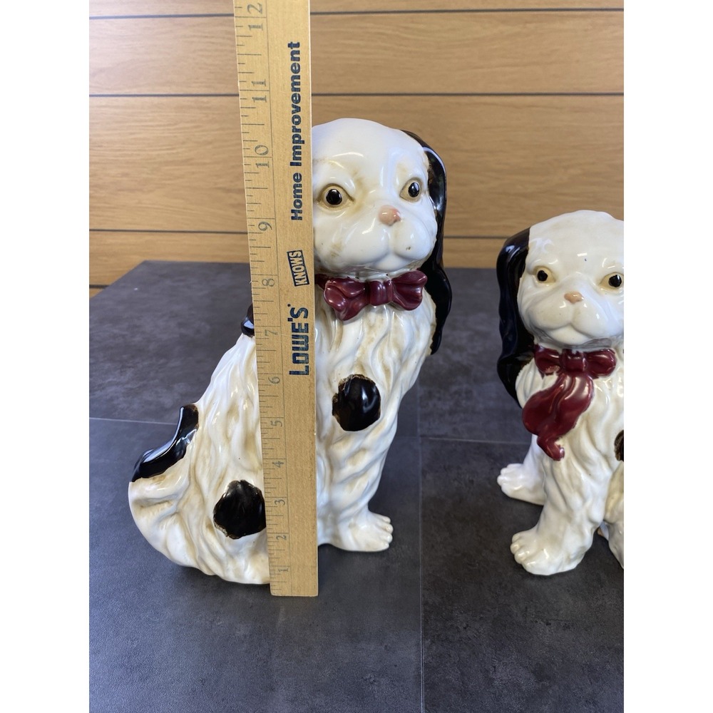 VTG Staffordshire Style Pair of King Charles Spaniels Ceramic‎ Dogs - Picture 7 of 9